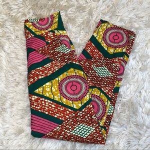 Vibrant Multicolor Patterned Cropped Pants
